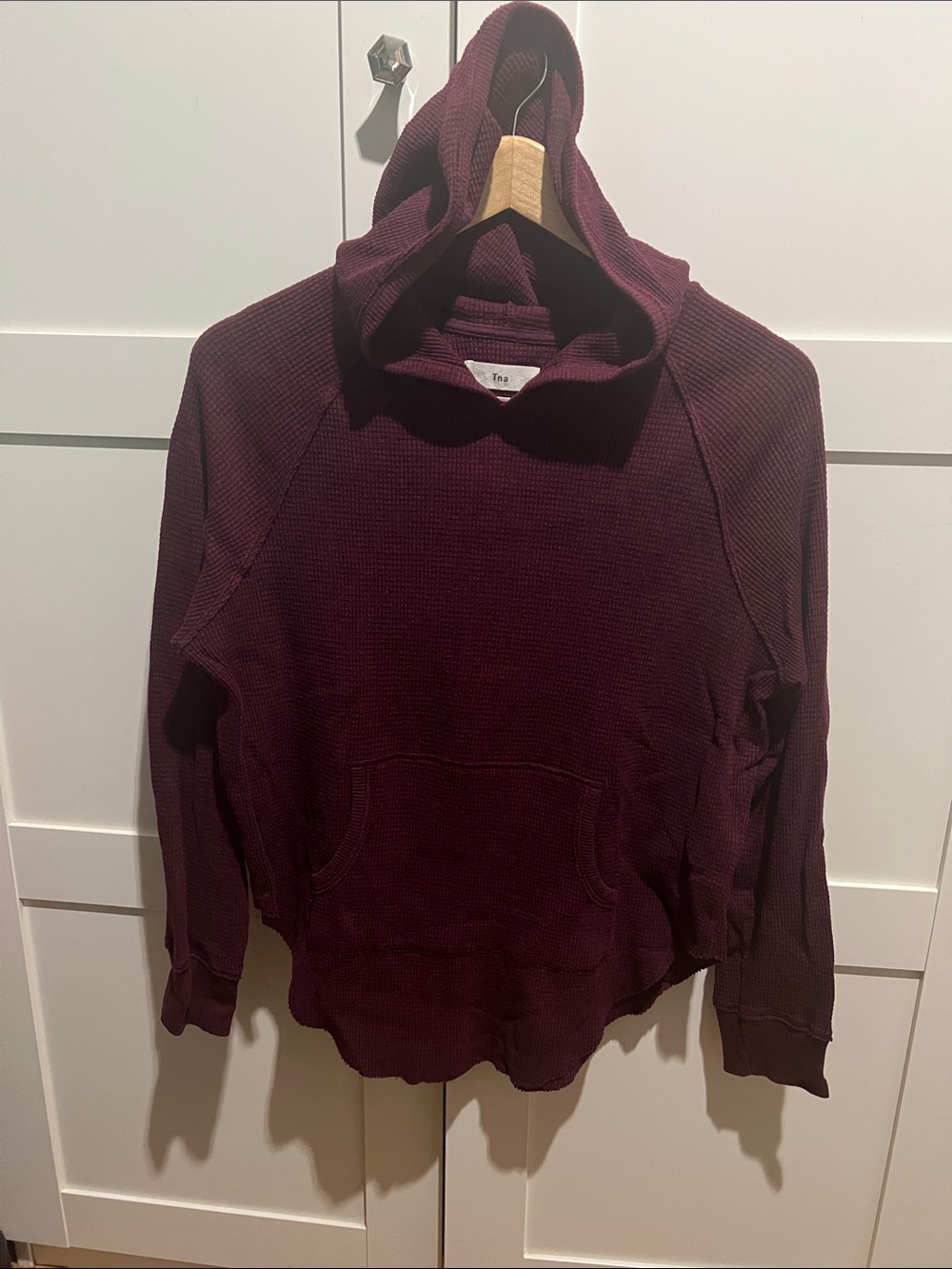 TNA Men's Hooded Waffle Knit Sweater - Plum